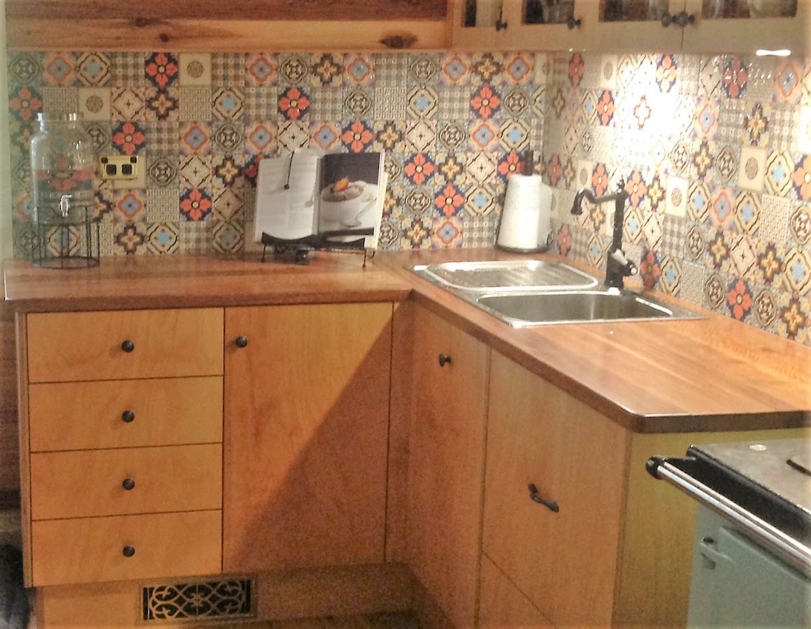 Patterned patchwork kitchen splashback tiling, Yass Tiles & Bathware